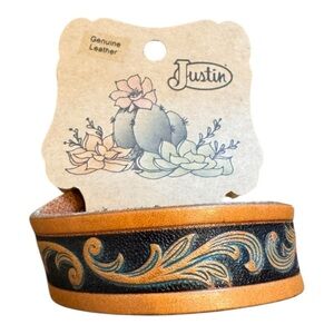 Justin Tooled Leather Bracelet NWT